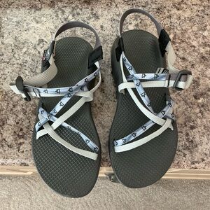 Chaco Women's Strappy Outdoor Sandals in Gray and Light Blue